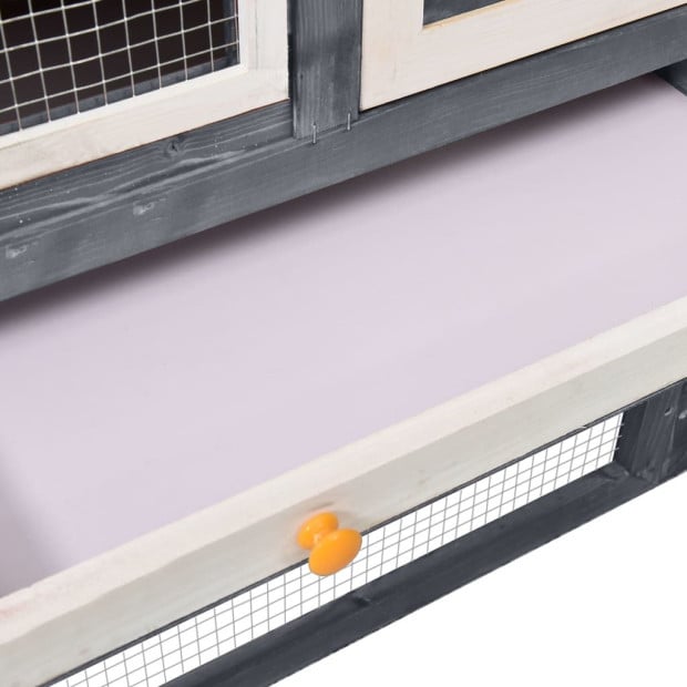 Rabbit Hutch Grey And White 140x63x120 Cm Solid Firwood Image 9