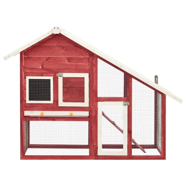 Rabbit Hutch Red And White 140x63x120 Cm Solid Firwood Image 2
