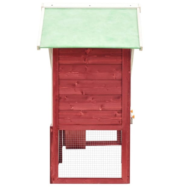 Rabbit Hutch Red And White 140x63x120 Cm Solid Firwood Image 3