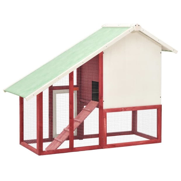 Rabbit Hutch Red And White 140x63x120 Cm Solid Firwood Image 4
