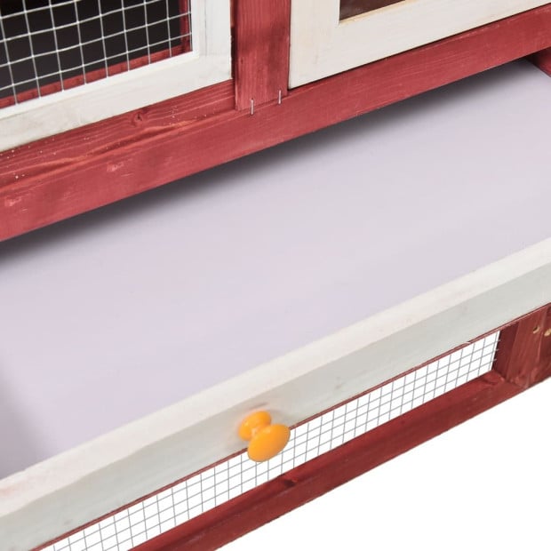Rabbit Hutch Red And White 140x63x120 Cm Solid Firwood Image 9