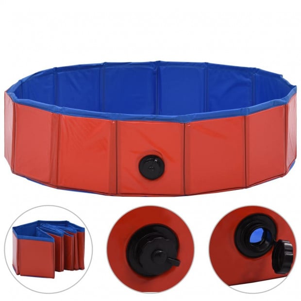 Foldable Dog Swimming Pool Red 80x20cm PVC Image 2