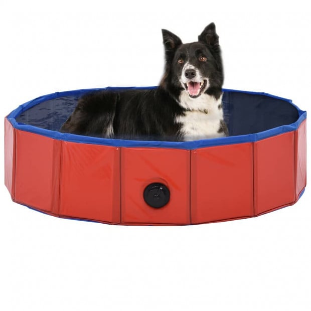 Foldable Dog Swimming Pool Red 80x20cm PVC