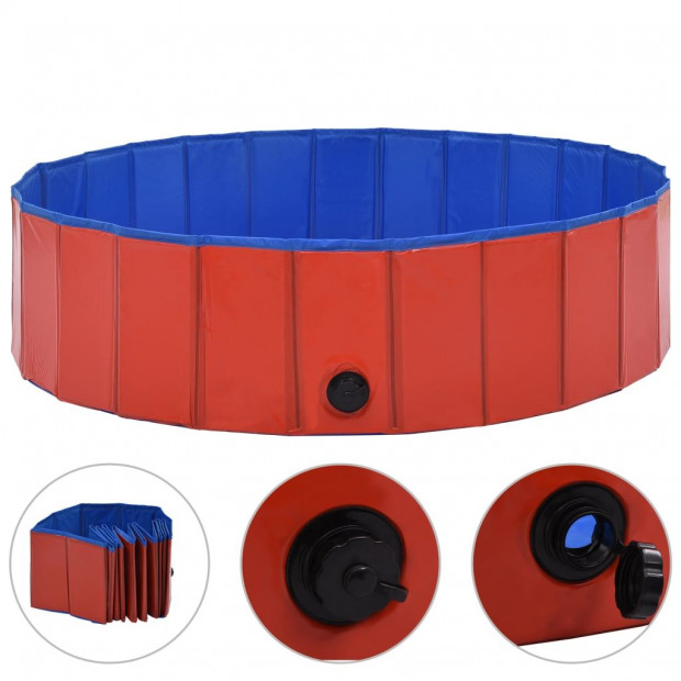 Foldable Dog Swimming Pool Red 120x30 Cm Pvc Image 2