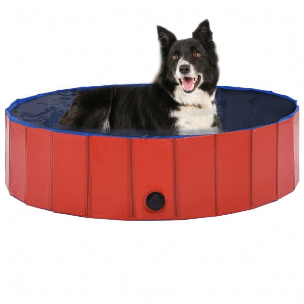 Foldable Dog Swimming Pool Red 120x30 Cm Pvc