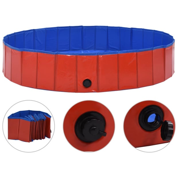 Foldable Dog Swimming Pool Red 160x30 Cm Pvc Image 9