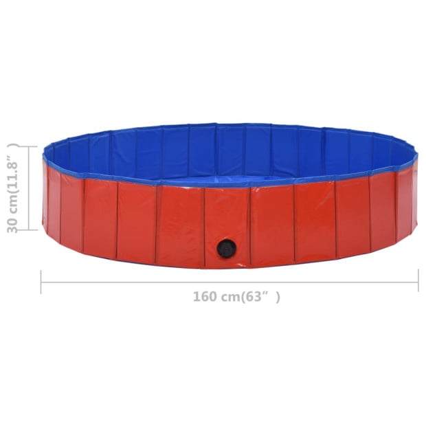 Foldable Dog Swimming Pool Red 160x30 Cm Pvc Image 8