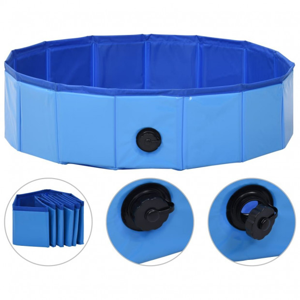 Foldable Dog Swimming Pool Blue 80x20 Cm Pvc Image 2