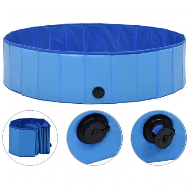 Foldable Dog Swimming Pool Blue 120x30 Cm Pvc Image 2