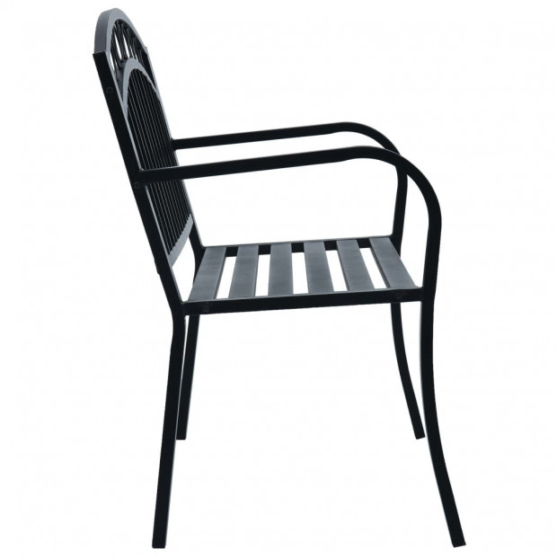 Garden Bench 125 Cm Black Steel - Circle Image 3