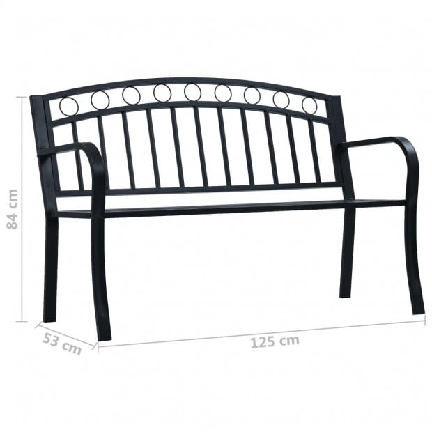 Garden Bench 125 Cm Black Steel - Circle Image 8