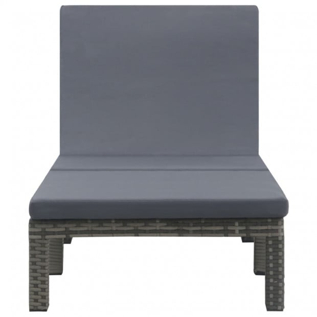 Sun Lounger With Cushion Poly Rattan Anthracite Image 2