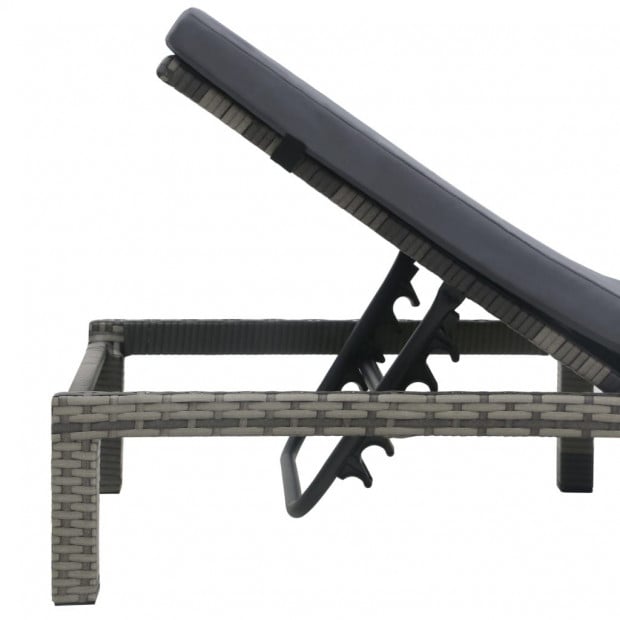 Sun Lounger With Cushion Poly Rattan Anthracite Image 5