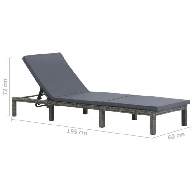 Sun Lounger With Cushion Poly Rattan Anthracite Image 6