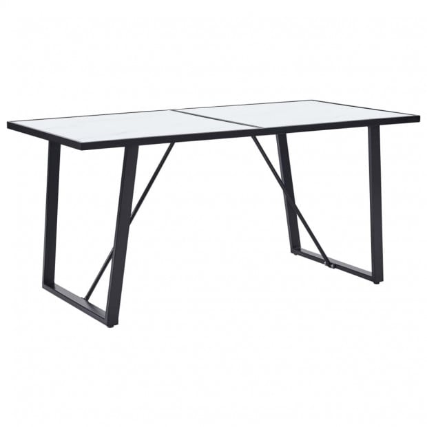 Dining Table White 140x70x75 Cm Tempered Glass