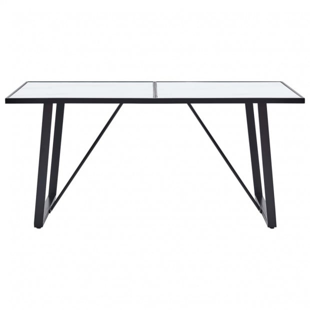 Dining Table White 140x70x75 Cm Tempered Glass Image 2