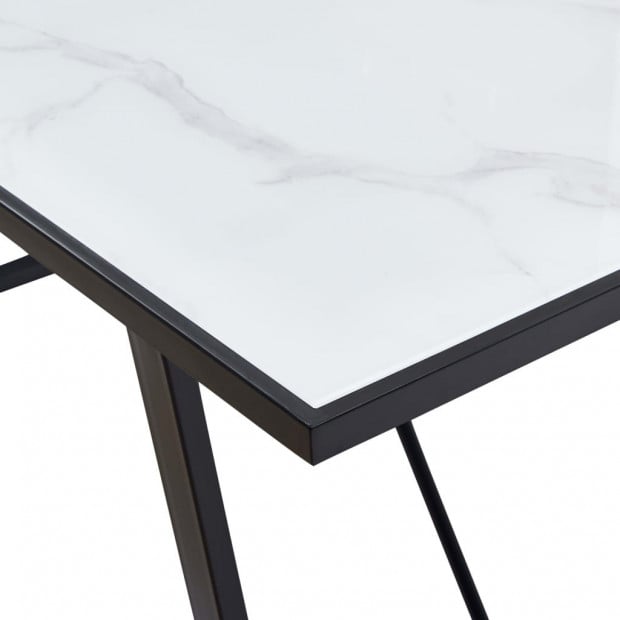 Dining Table White 140x70x75 Cm Tempered Glass Image 5
