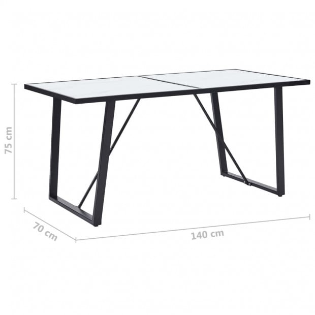 Dining Table White 140x70x75 Cm Tempered Glass Image 6