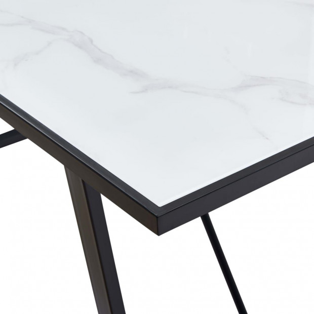 Dining Table White 160x80x75 Cm Tempered Glass Image 5