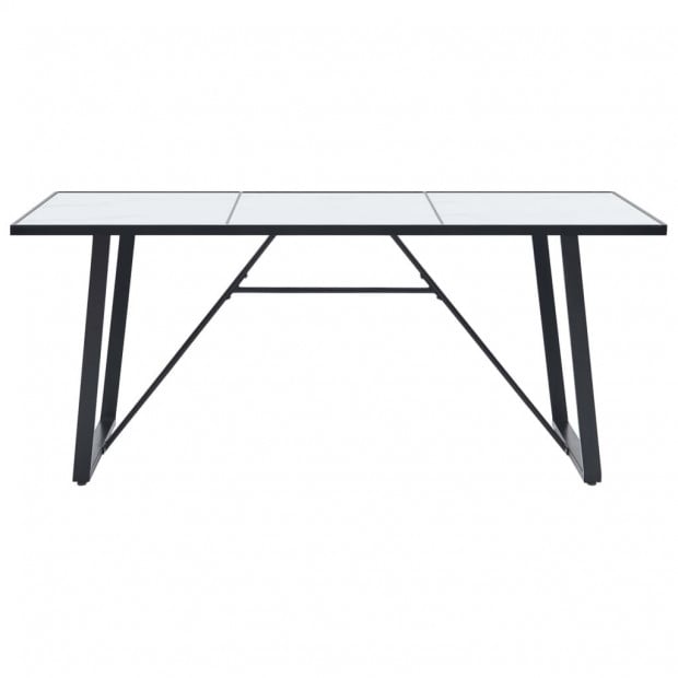 Dining Table White 180x90x75 Cm Tempered Glass Image 2
