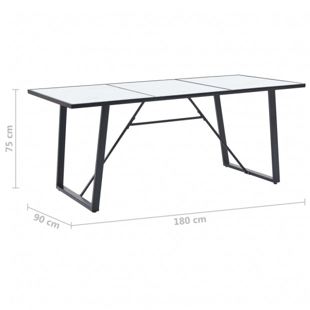 Dining Table White 180x90x75 Cm Tempered Glass Image 5
