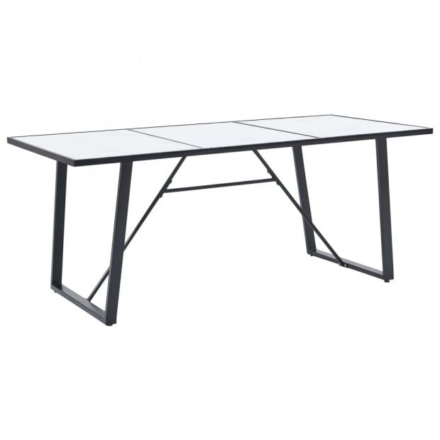 Dining Table White 200x100x75 Cm Tempered Glass