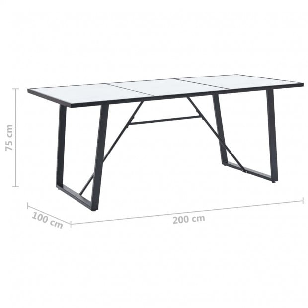 Dining Table White 200x100x75 Cm Tempered Glass Image 5