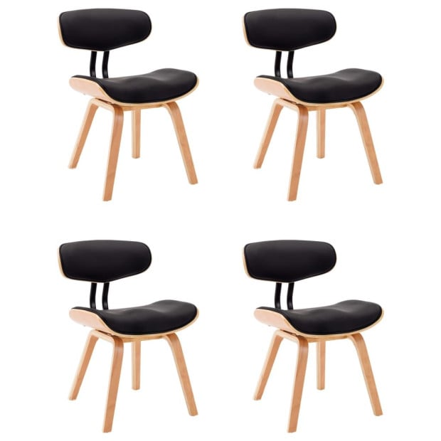 Dining Chairs 4 Pcs Black Wood And Faux Leather Image 2