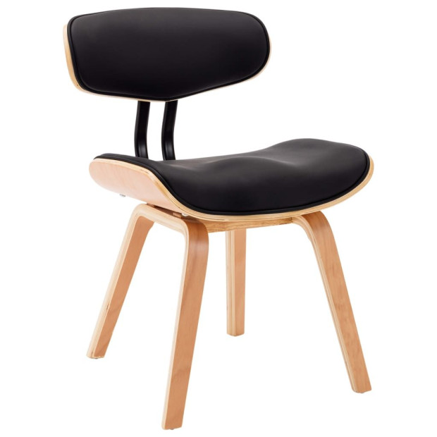 Dining Chairs 4 Pcs Black Wood And Faux Leather Image 3