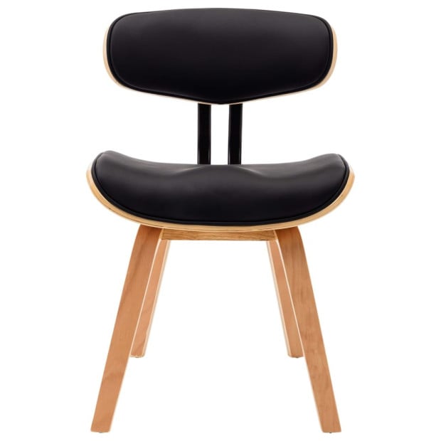 Dining Chairs 4 Pcs Black Wood And Faux Leather Image 4