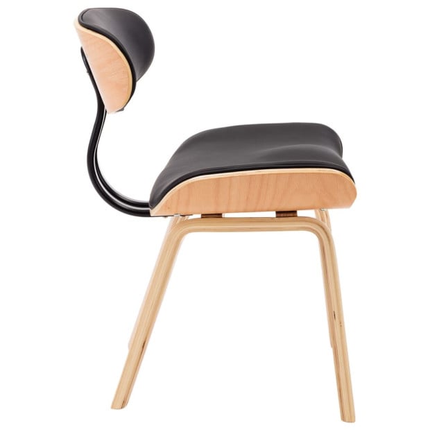 Dining Chairs 4 Pcs Black Wood And Faux Leather Image 5