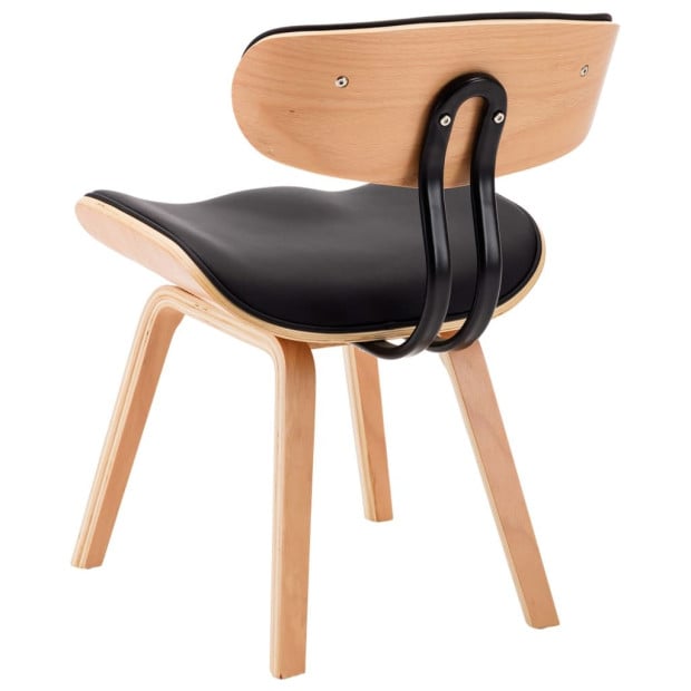 Dining Chairs 4 Pcs Black Wood And Faux Leather Image 6