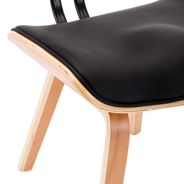 Dining Chairs 4 Pcs Black Wood And Faux Leather Image 7