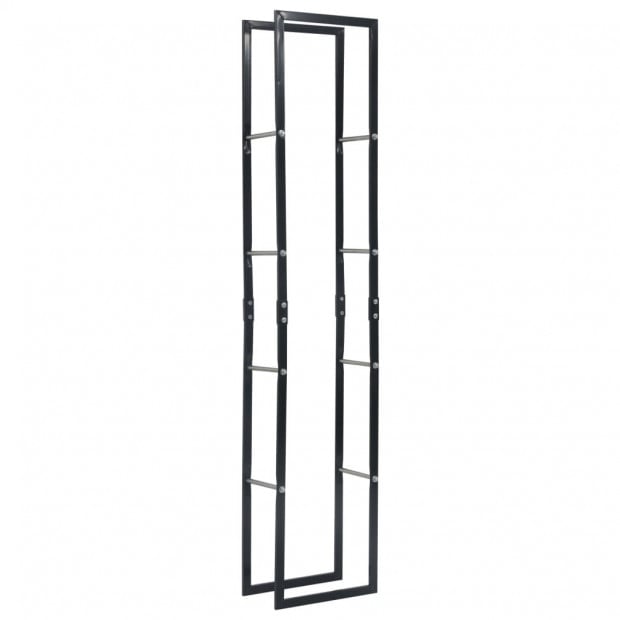 Firewood Rack Black 40x25x200 Cm Steel Image 2
