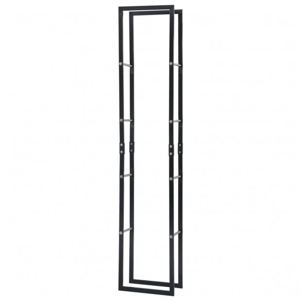 Firewood Rack Black 40x25x200 Cm Steel Image 3