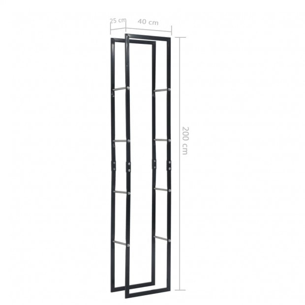 Firewood Rack Black 40x25x200 Cm Steel Image 7