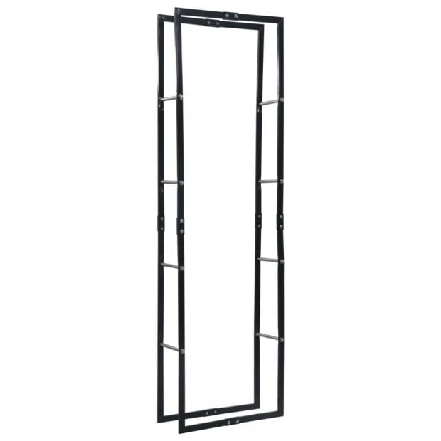 Firewood Rack Black 60x25x200 Cm Steel Image 2