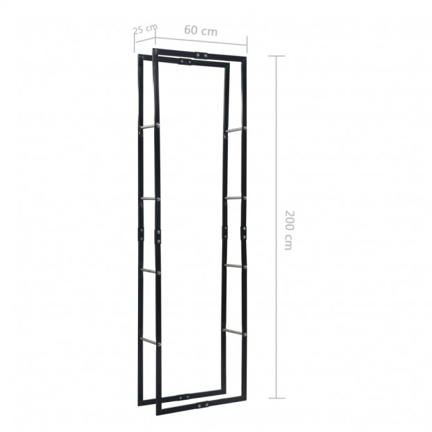 Firewood Rack Black 60x25x200 Cm Steel Image 7