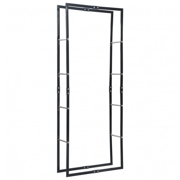 Firewood Rack Black 80x25x200 Cm Steel Image 2