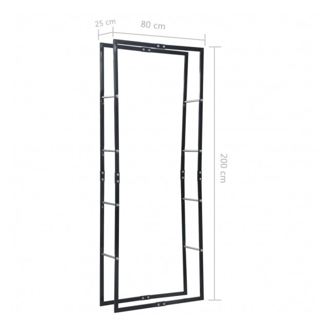 Firewood Rack Black 80x25x200 Cm Steel Image 8