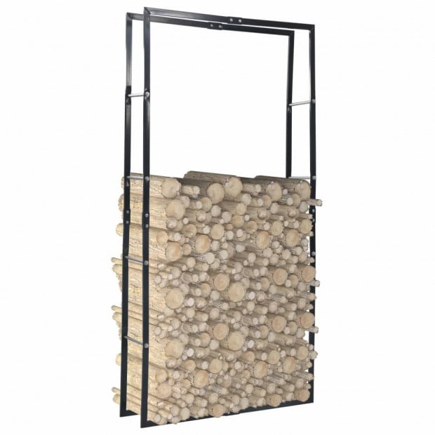 Firewood Rack Black 100x25x200 Cm Steel