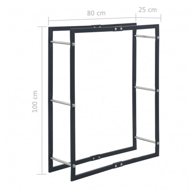 Firewood Rack Black 80x25x100 Cm Steel Image 5