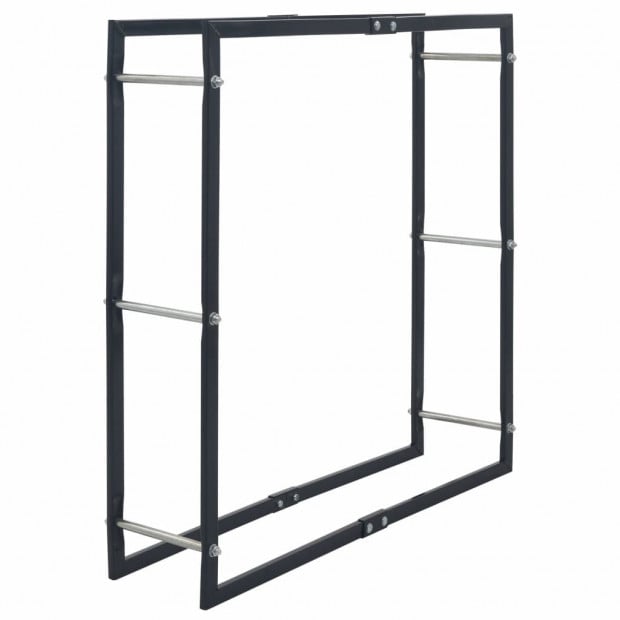 Firewood Rack Black 100x25x100 Cm Steel Image 2
