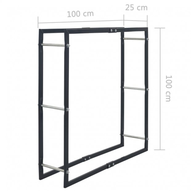 Firewood Rack Black 100x25x100 Cm Steel Image 7