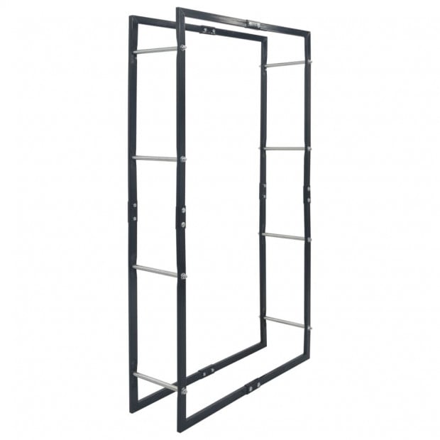 Firewood Rack Black 80x25x150 Cm Steel Image 2