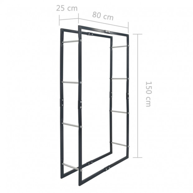 Firewood Rack Black 80x25x150 Cm Steel Image 7