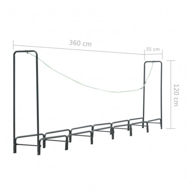 Firewood Rack Anthracite 360x35x120 Cm Steel Image 10