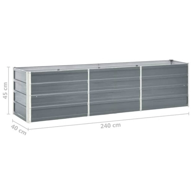 Garden Raised Bed Galvanised Steel 240x40x45cm Grey Image 6
