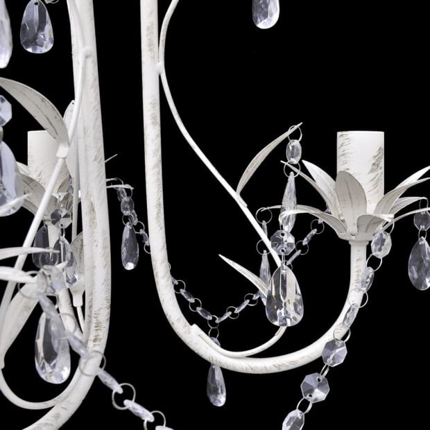 Crystal Pendant Ceiling Lamp Chandeliers 2 Pcs Elegant White Image 3