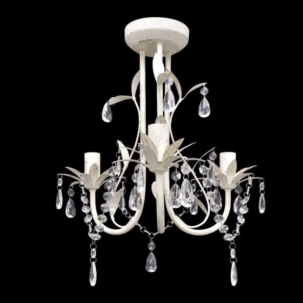 Crystal Pendant Ceiling Lamp Chandeliers 4 Pcs Elegant White Image 2